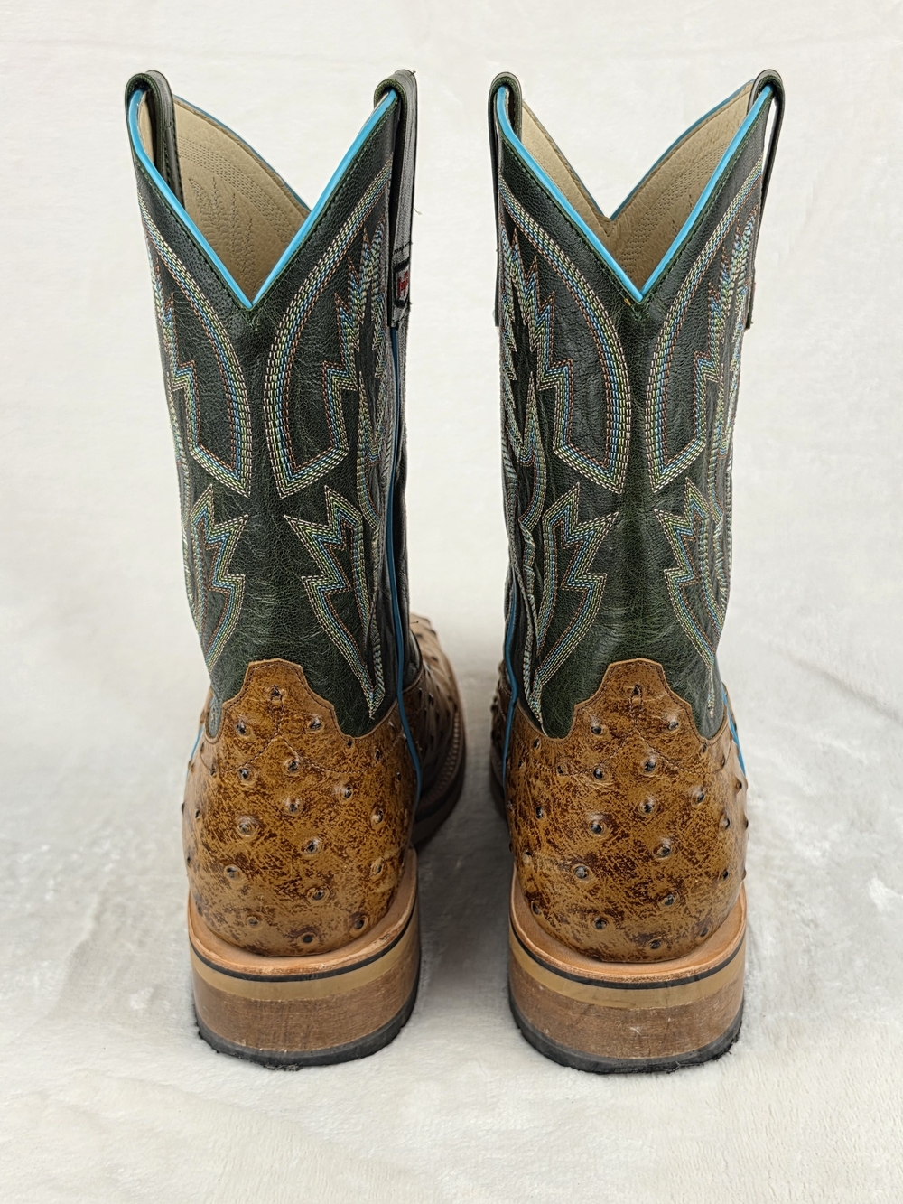 Horse Power HPW2503 Ostrich Print Steel Toe Work Boots Mens 11.5D Honey Green - Picture 3 of 10